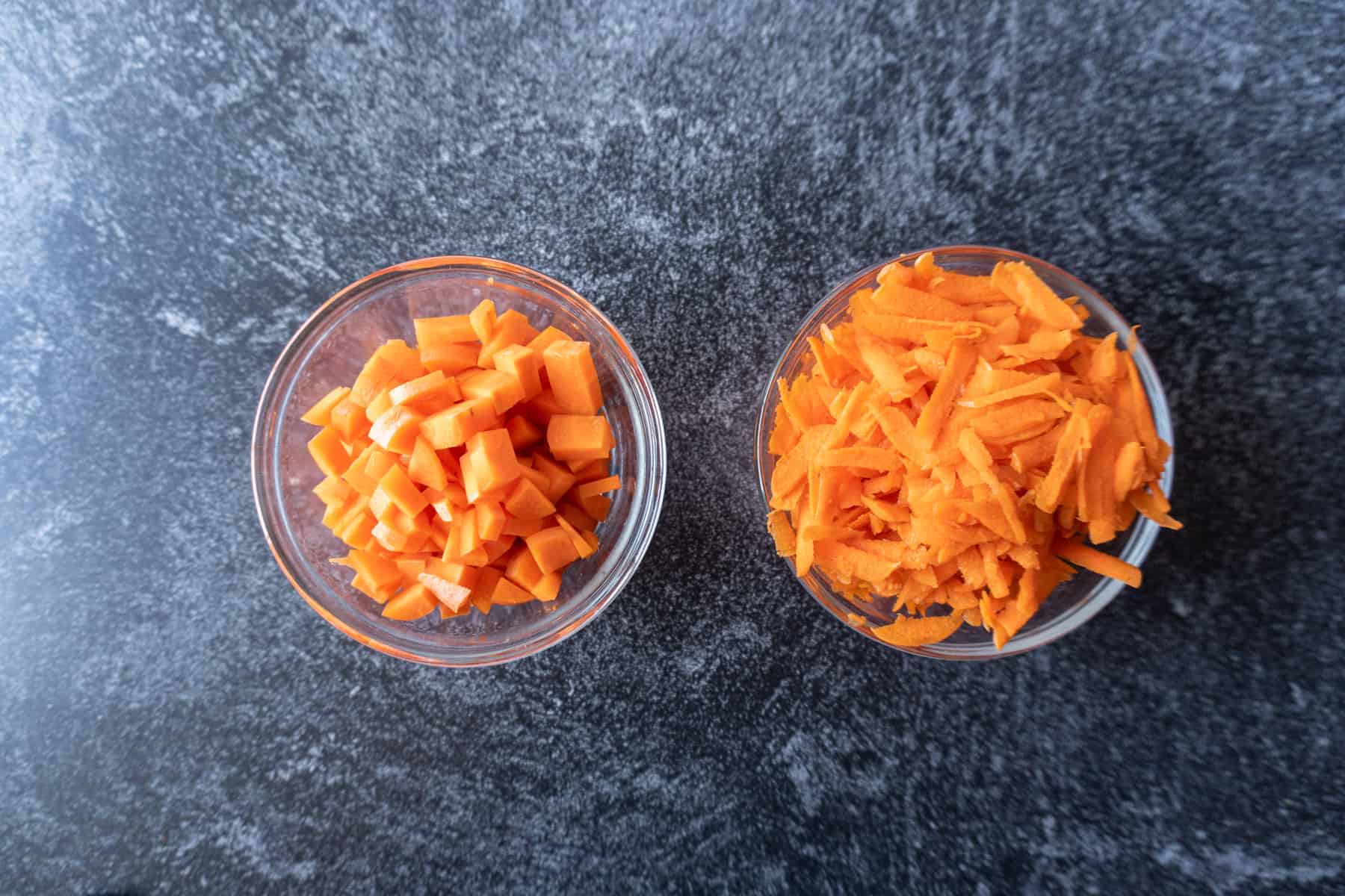 Carrots cubed vs shredded