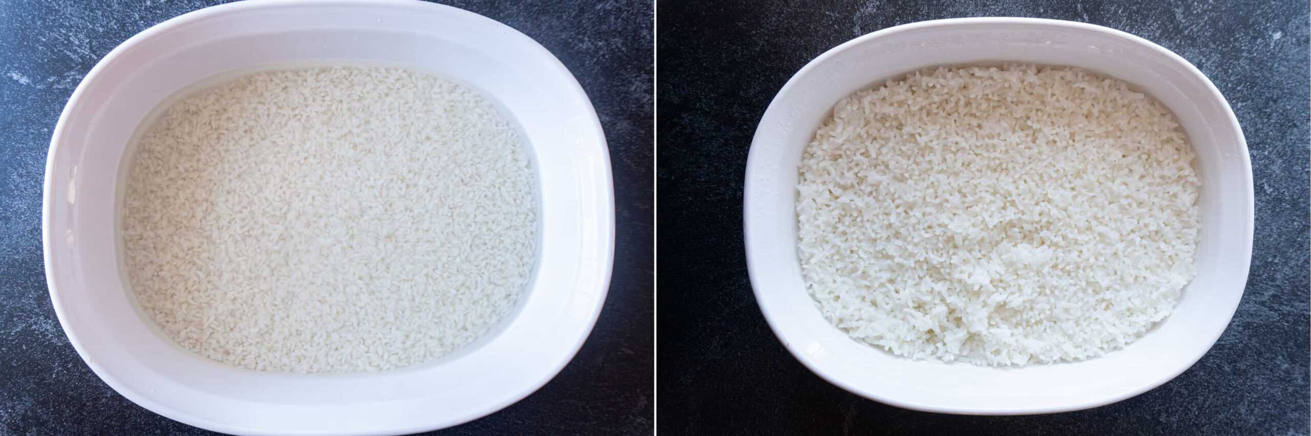 before and after baking rice