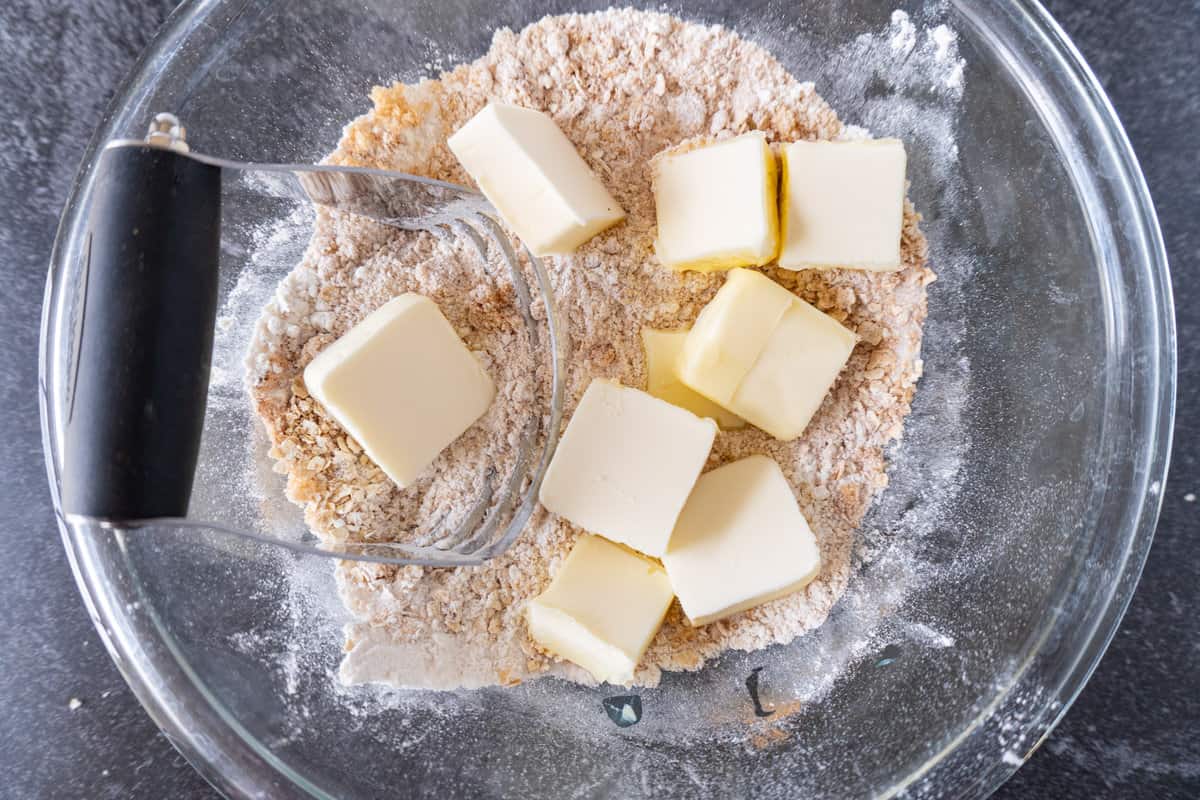 cutting in butter to crumb topping