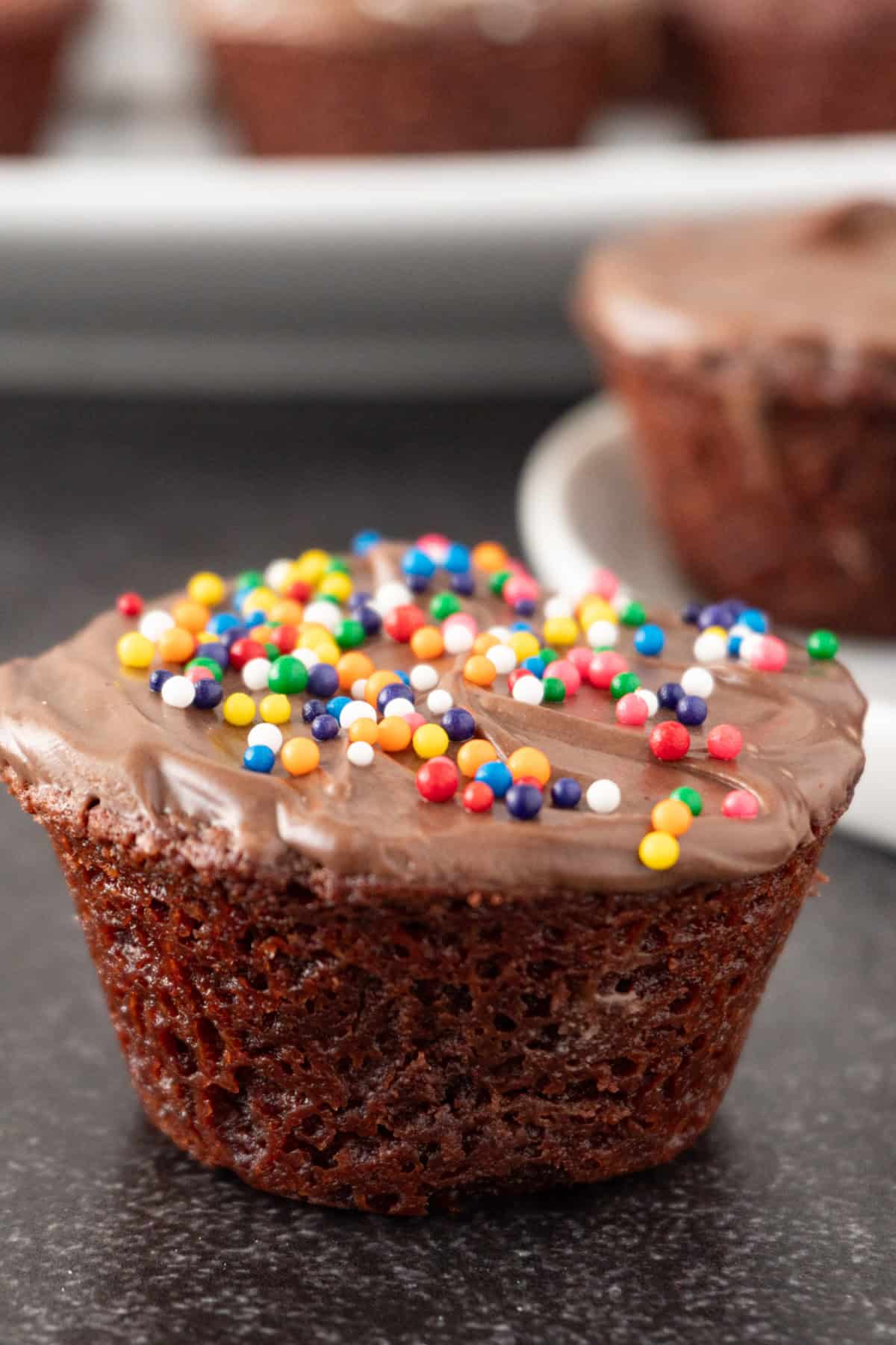 close up of decorated brownie bite.