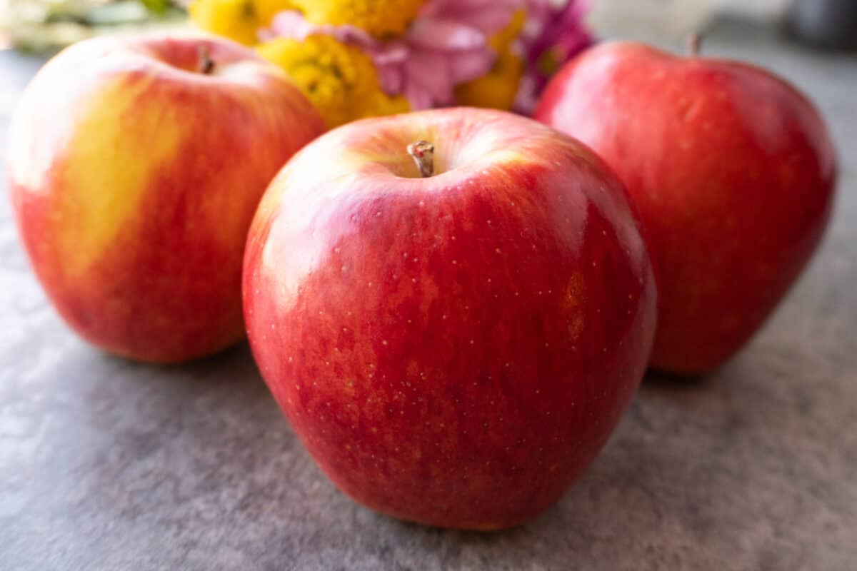 red apples on counter