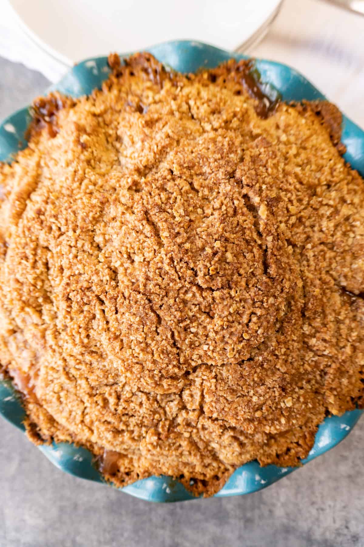 close up of baked apple pie