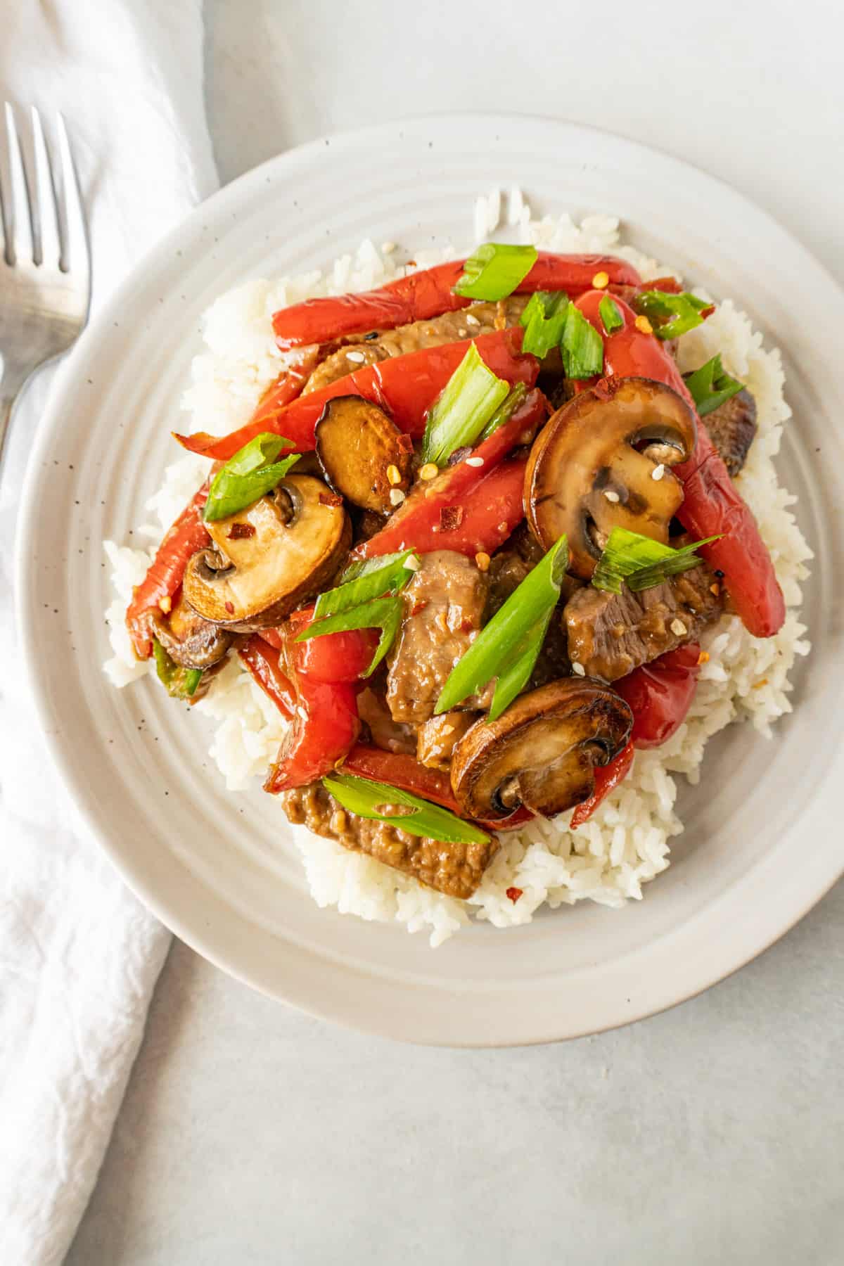 Beef with Garlic Sauce on plate