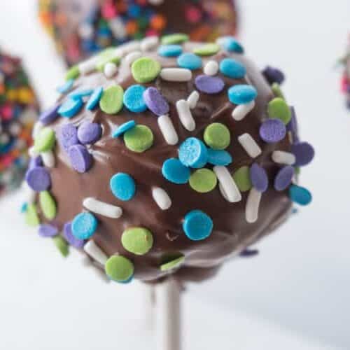 Delicious Homemade Chocolate Cake Pops on Sticks on Preparation