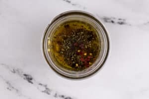 all ingredient for dressing in mason jar