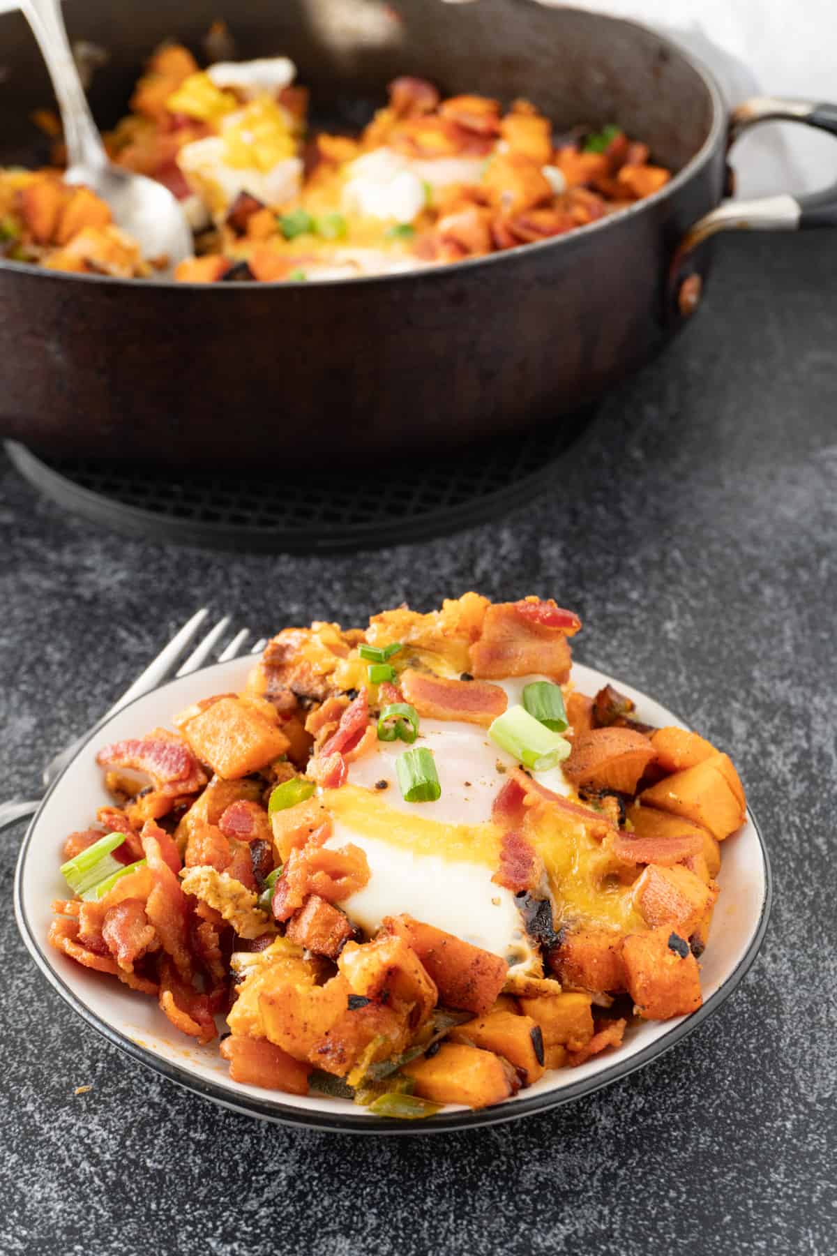 sweet potato breakfast skillet on a plate