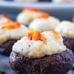 Stuffed Mushrooms, These stuffed mushrooms are easy and delicious! Stuffed with a creamy, cheesy filling you will want to eat these every day! #stuffedmushrooms #mushroom #partyfood #atablefullofjoy #hearthstone #wow #blizzard #gamer #heahstonefood #creamcheese #keto #gf #glutenfree #lowcarb