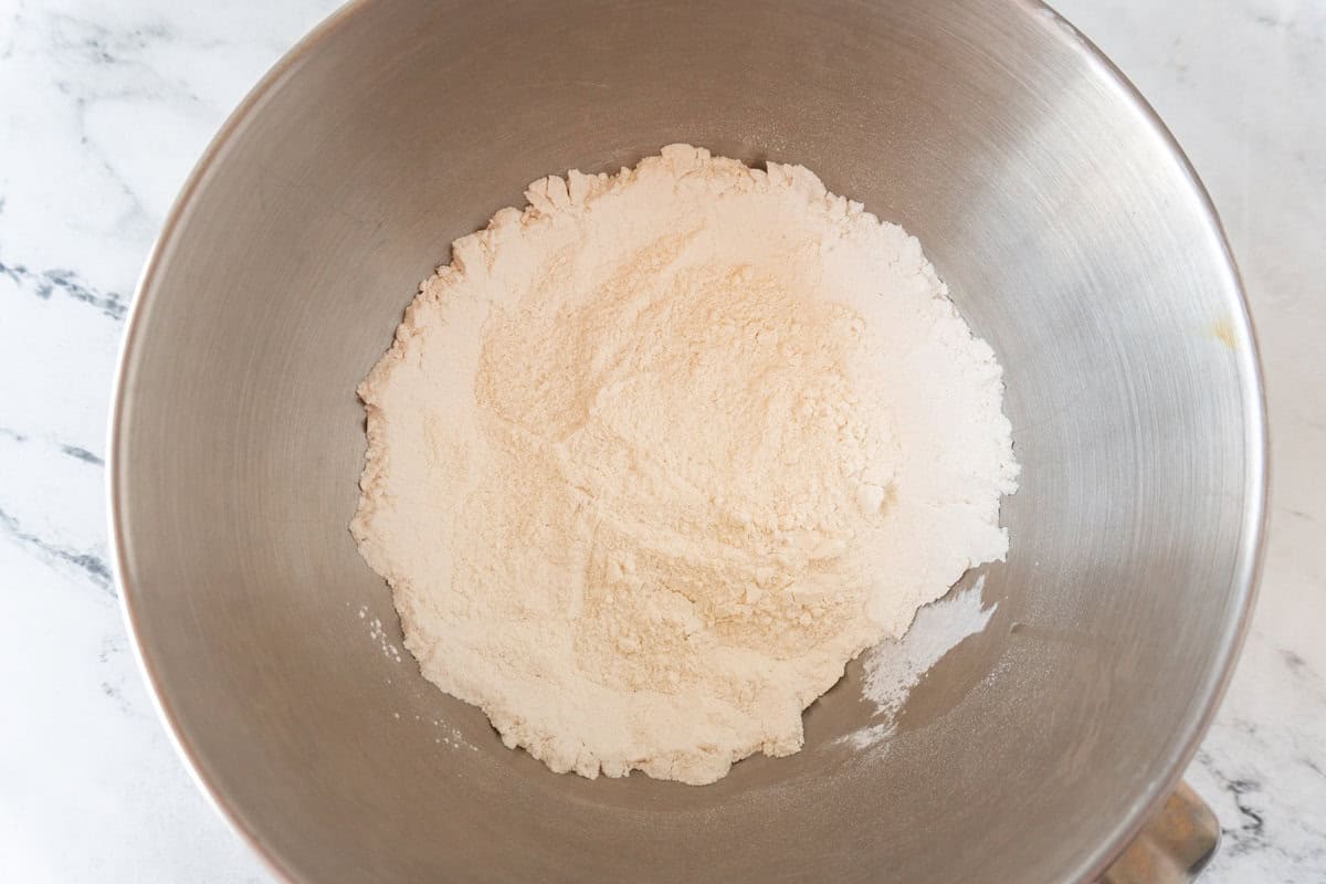 dry ingredients in mixing bowl.