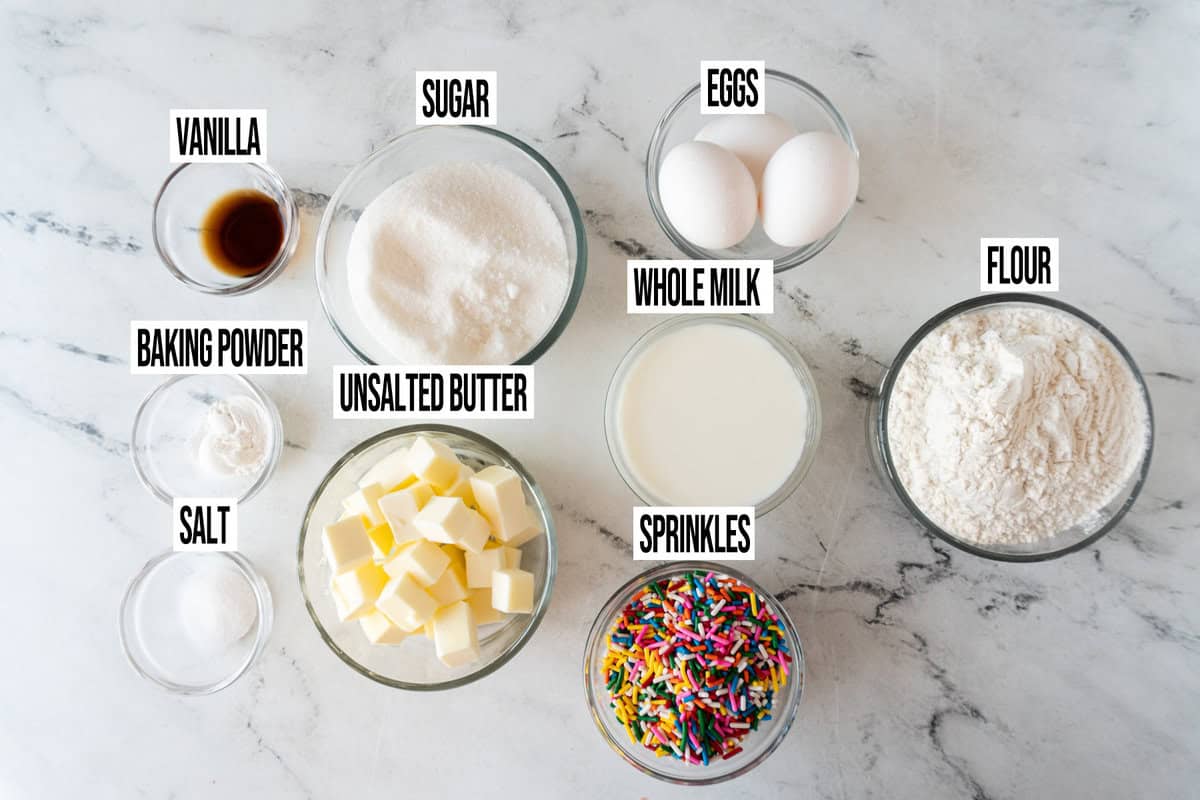 birthday cupcake ingredients.