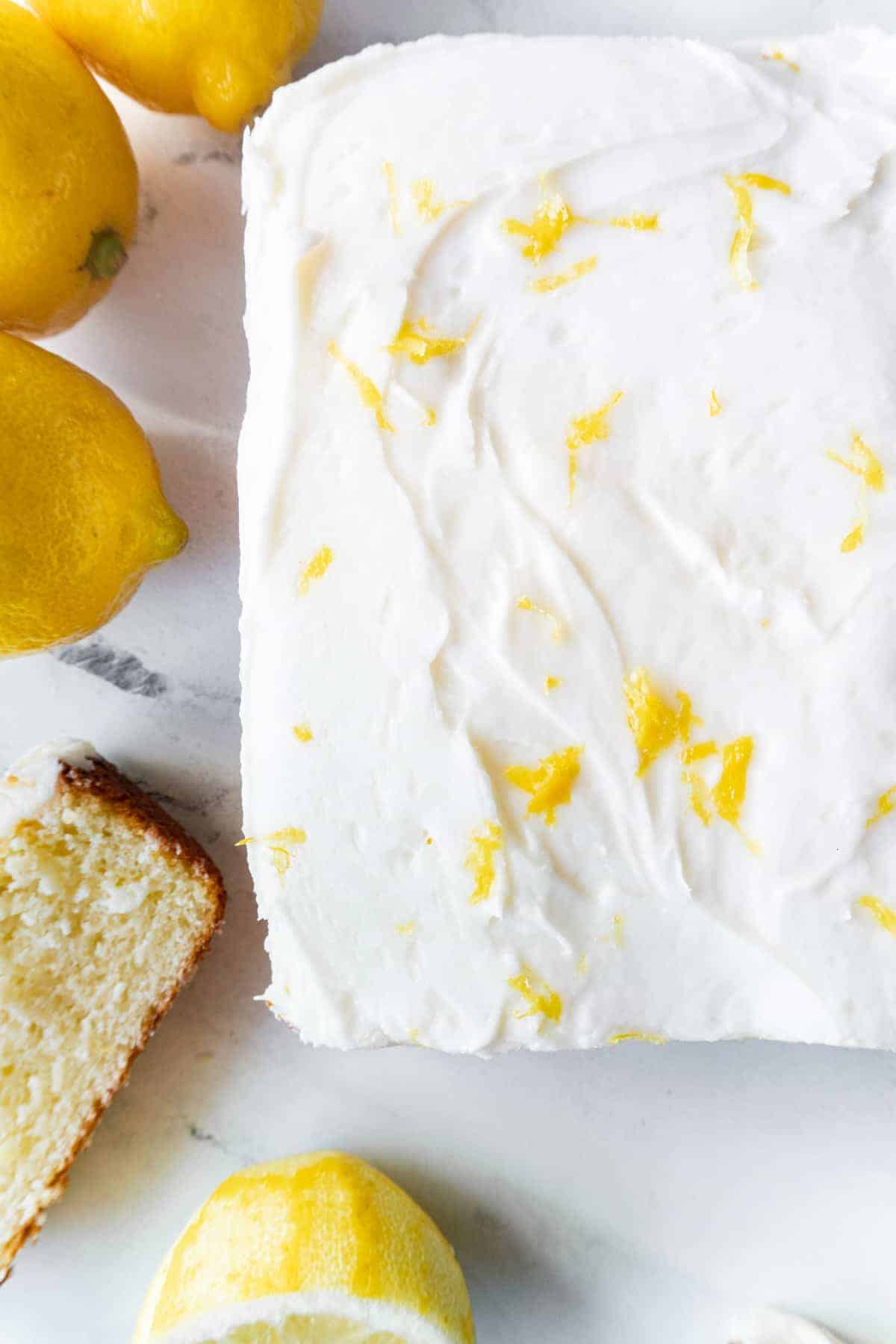 Lemon cake flat lay
