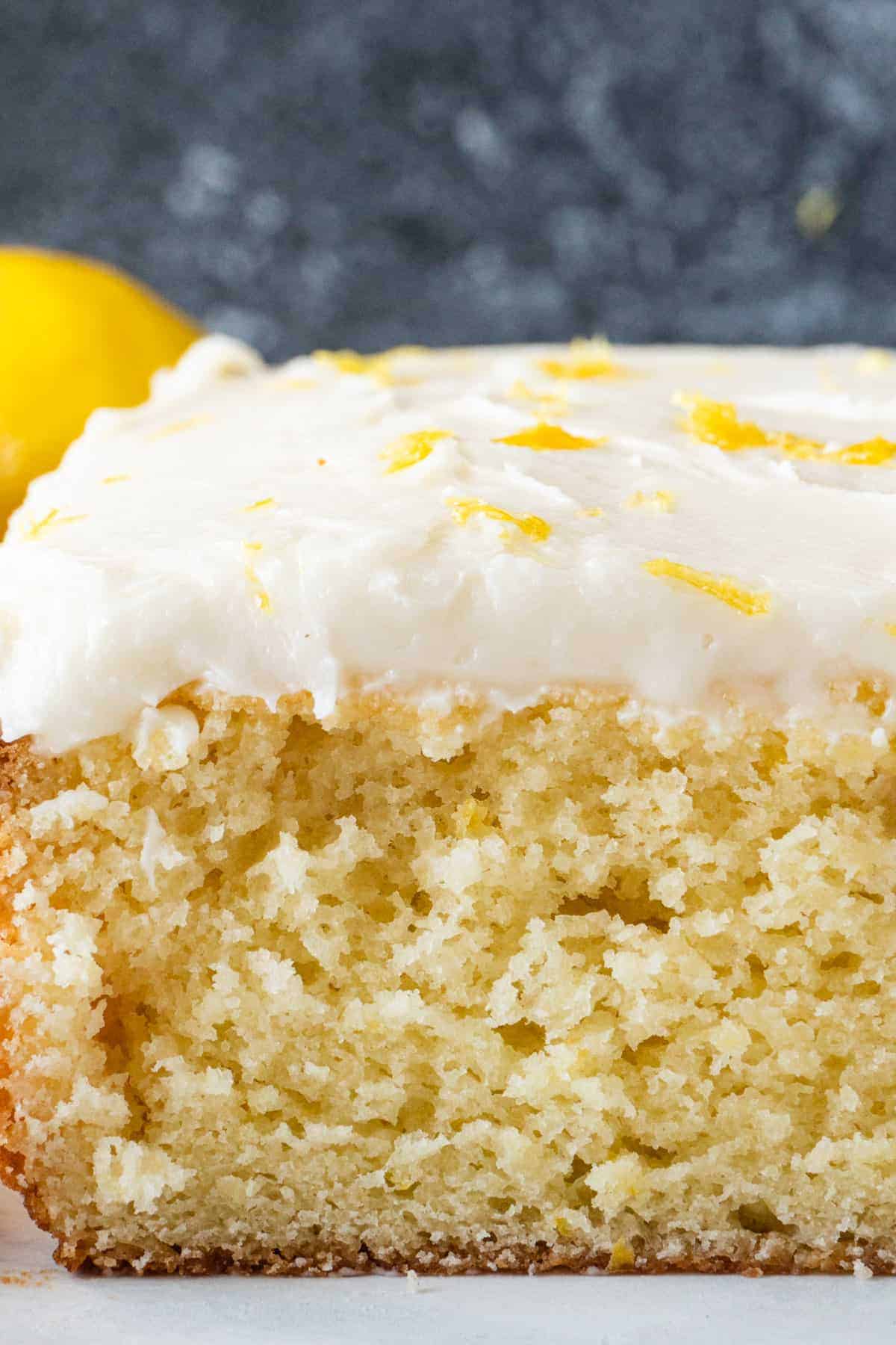 Close up of lemon cake texture