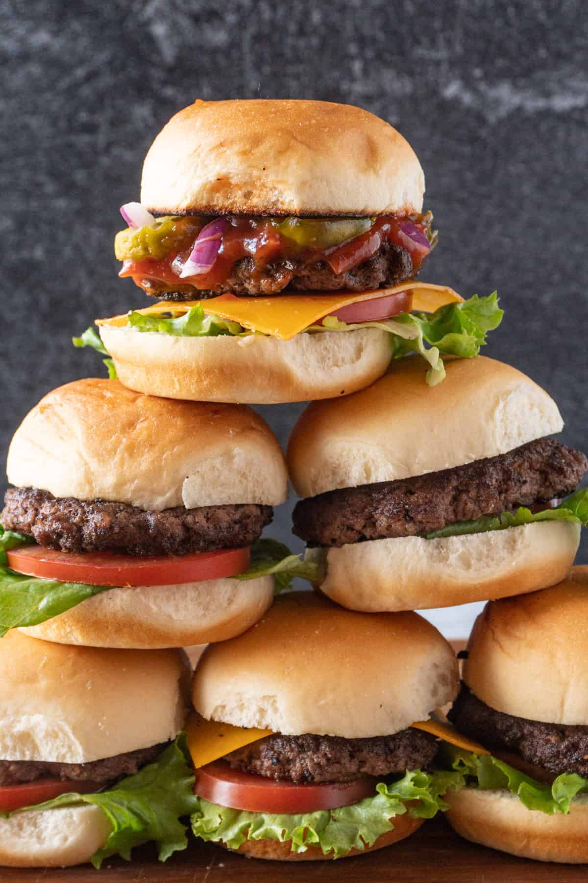 Sliders staced in a pyramid