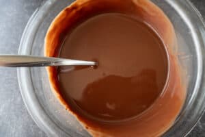 melted candy melts and coconut oil in bowl.