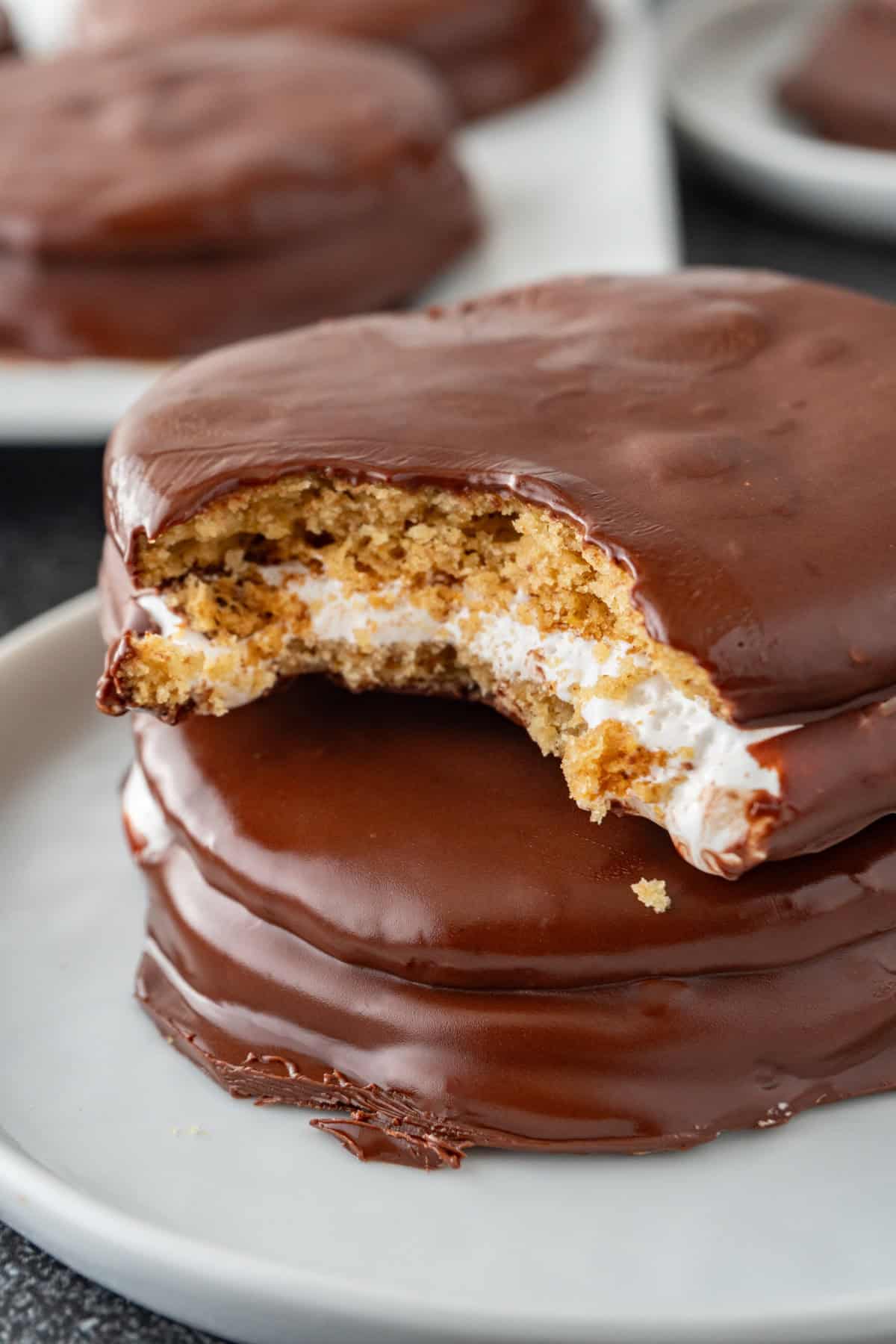 moon pie with bite taken out.