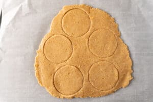 circles cut out of cookies dough.