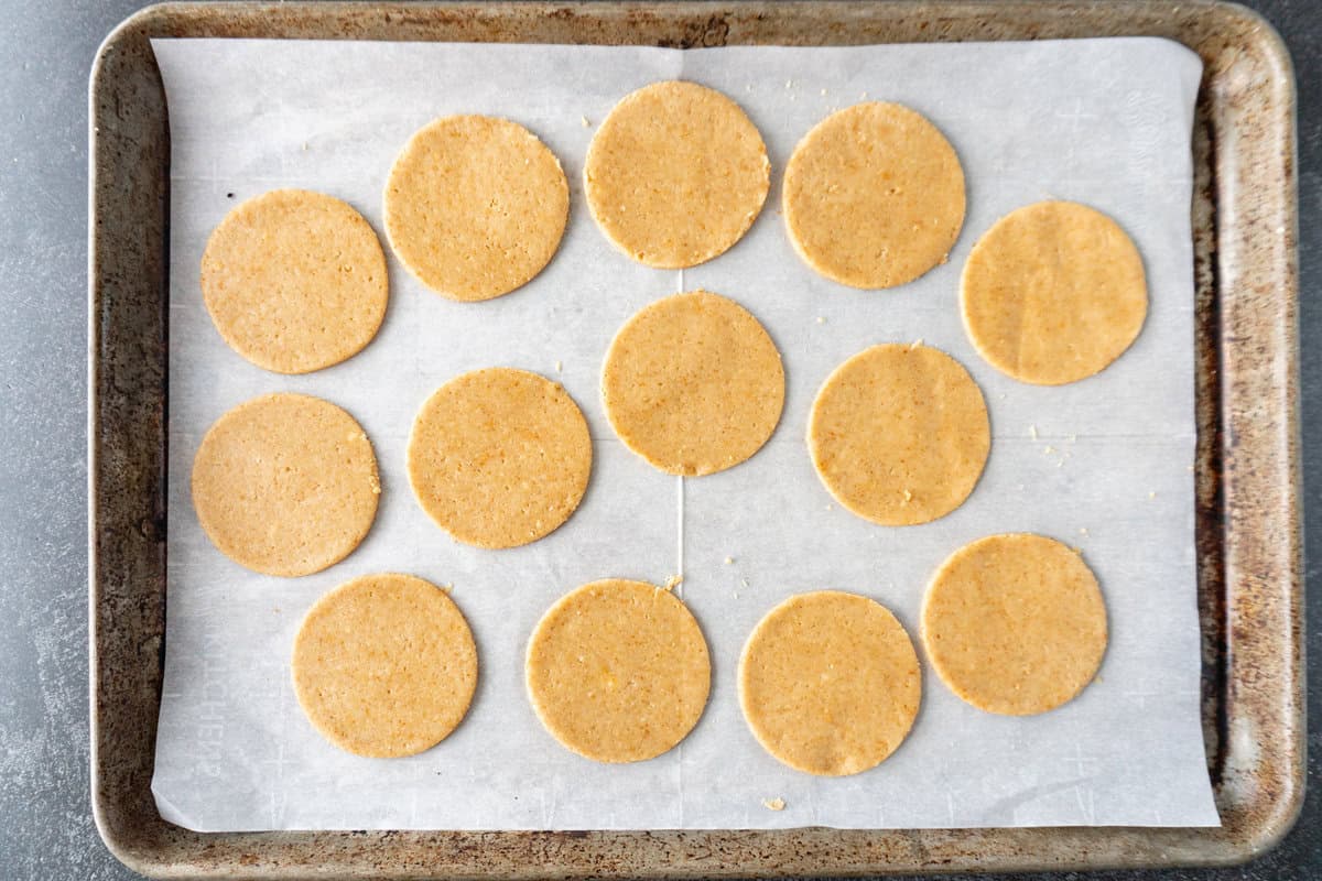 graham cracker cookies on baking sheet before baking.