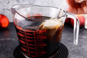 steeping tea bags in hot water