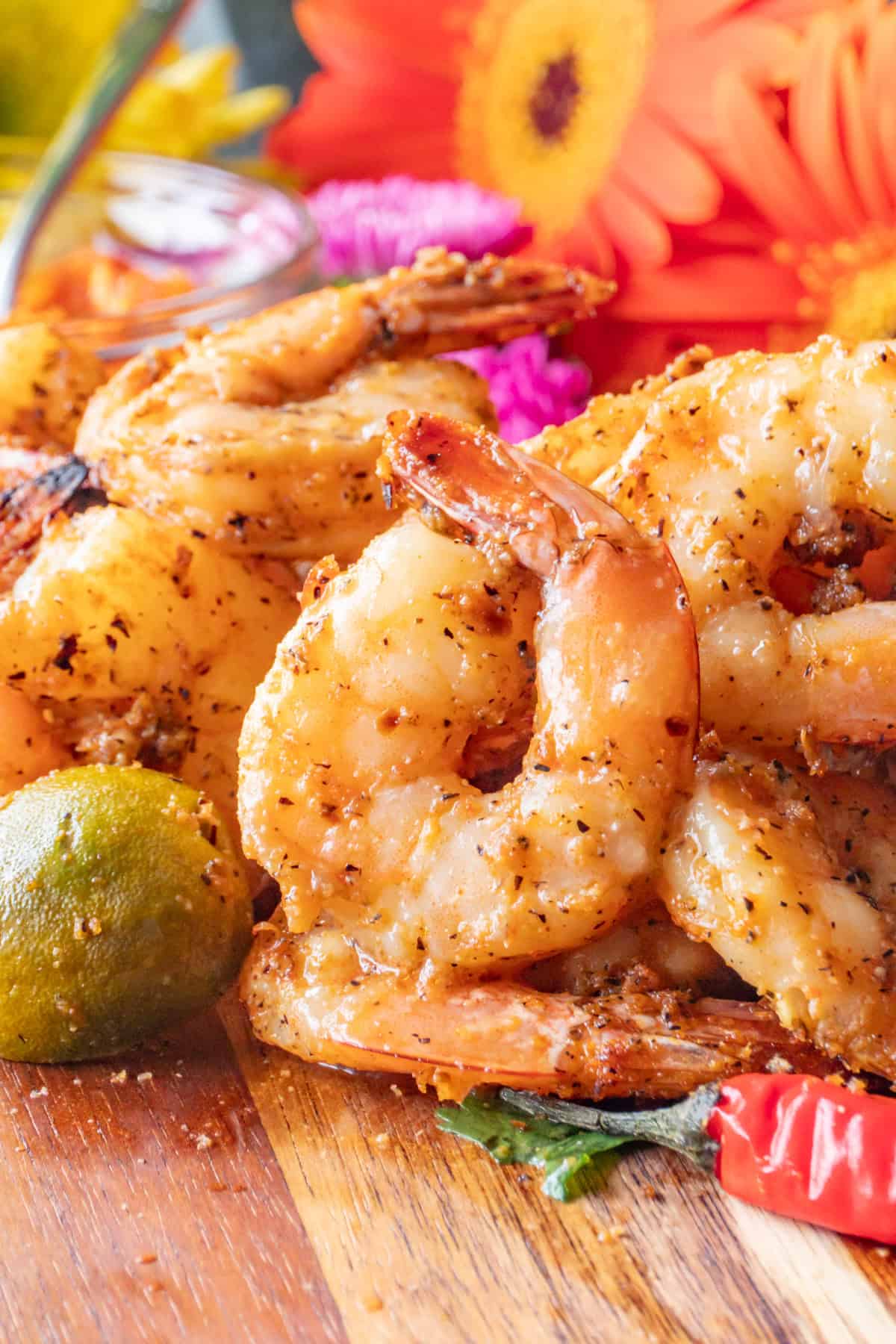 close up of cooked shrimp
