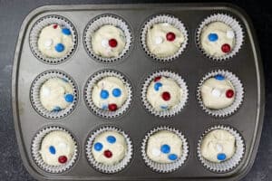 cupcake batter in liners before baking