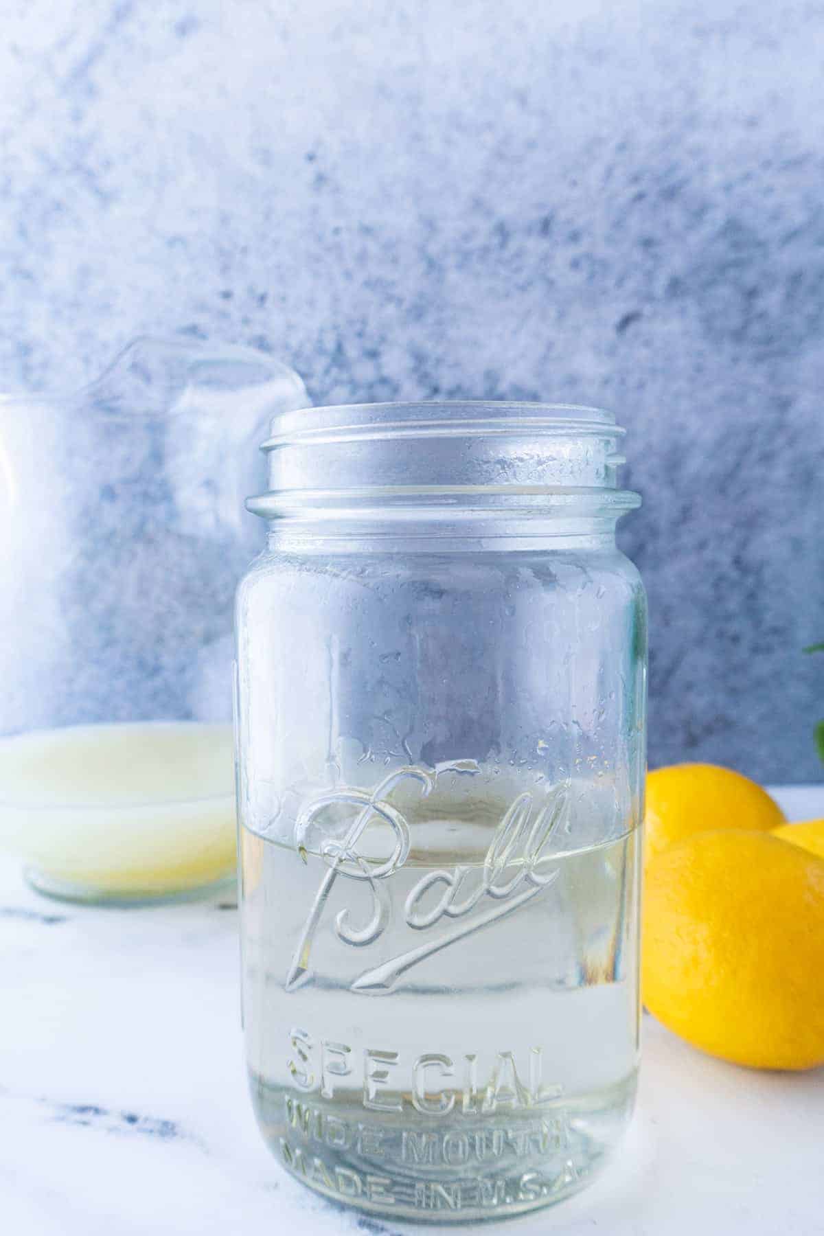 Simple Syrup in a mason jar