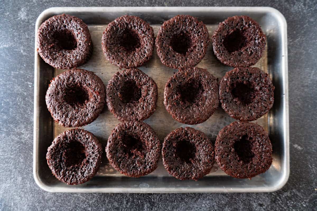 cones cut from center of cupcakes.