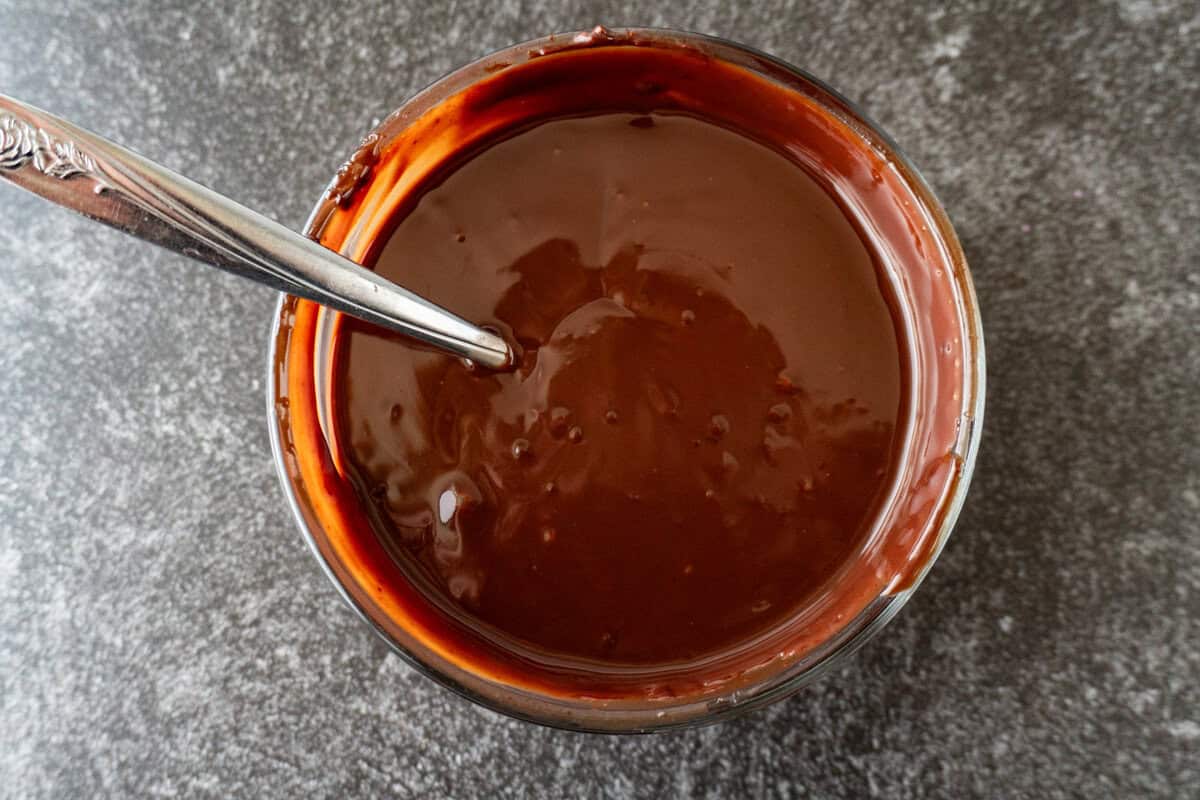 chocolate ganache mixed.