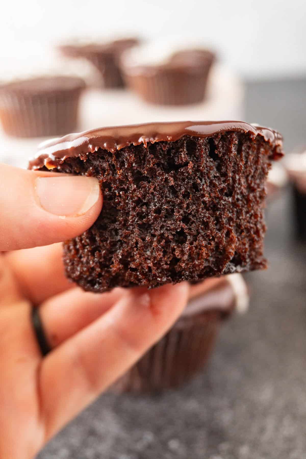 showing texture of cupcake close up.