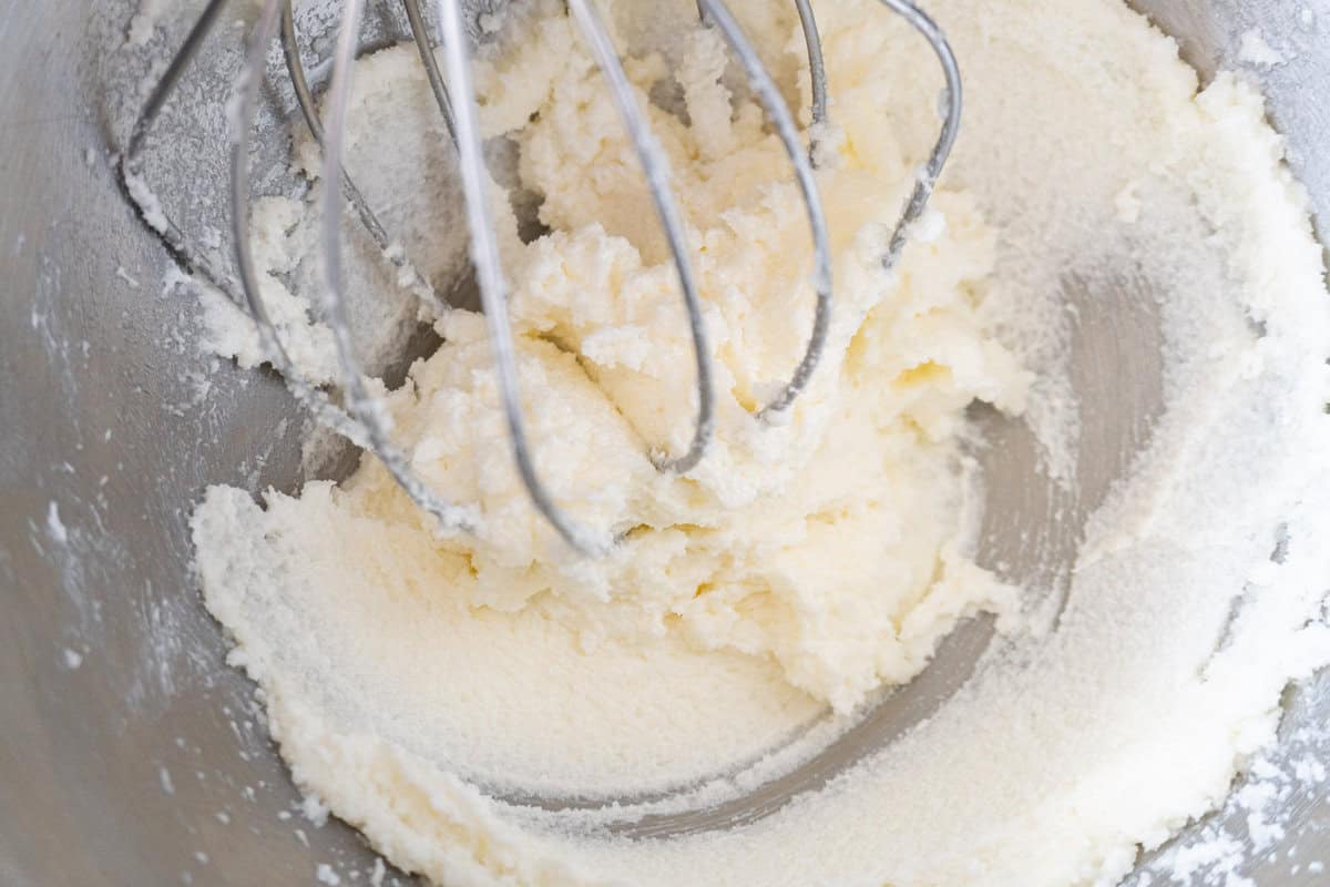 butter and sugar whised.