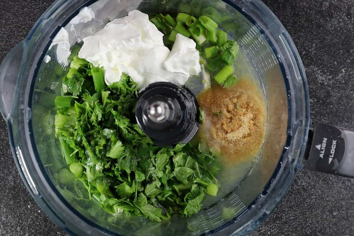 cilantro lime sauce ingredients in processor