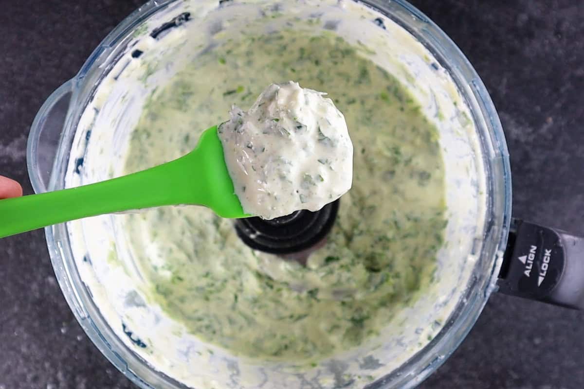 cilantro lime sauce on spatula