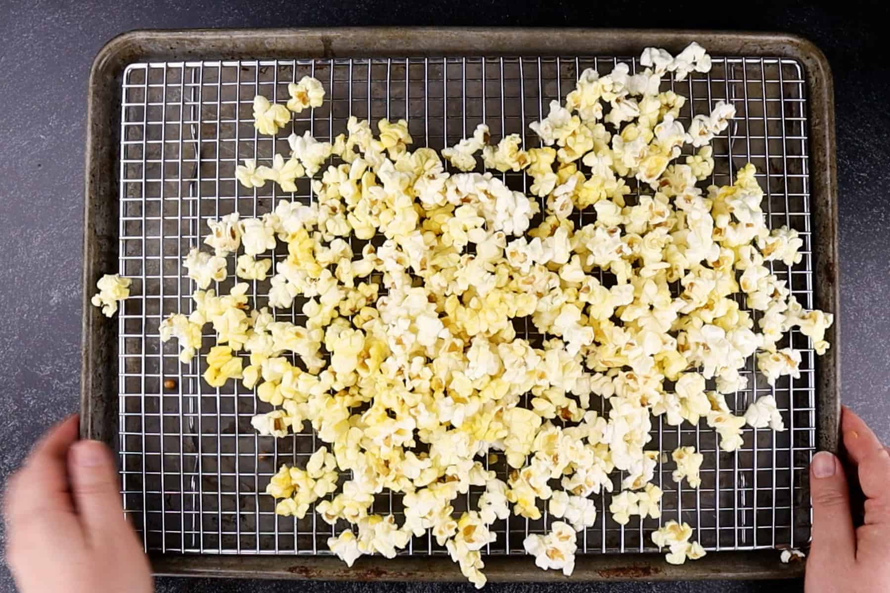 popcorn on cooling rack