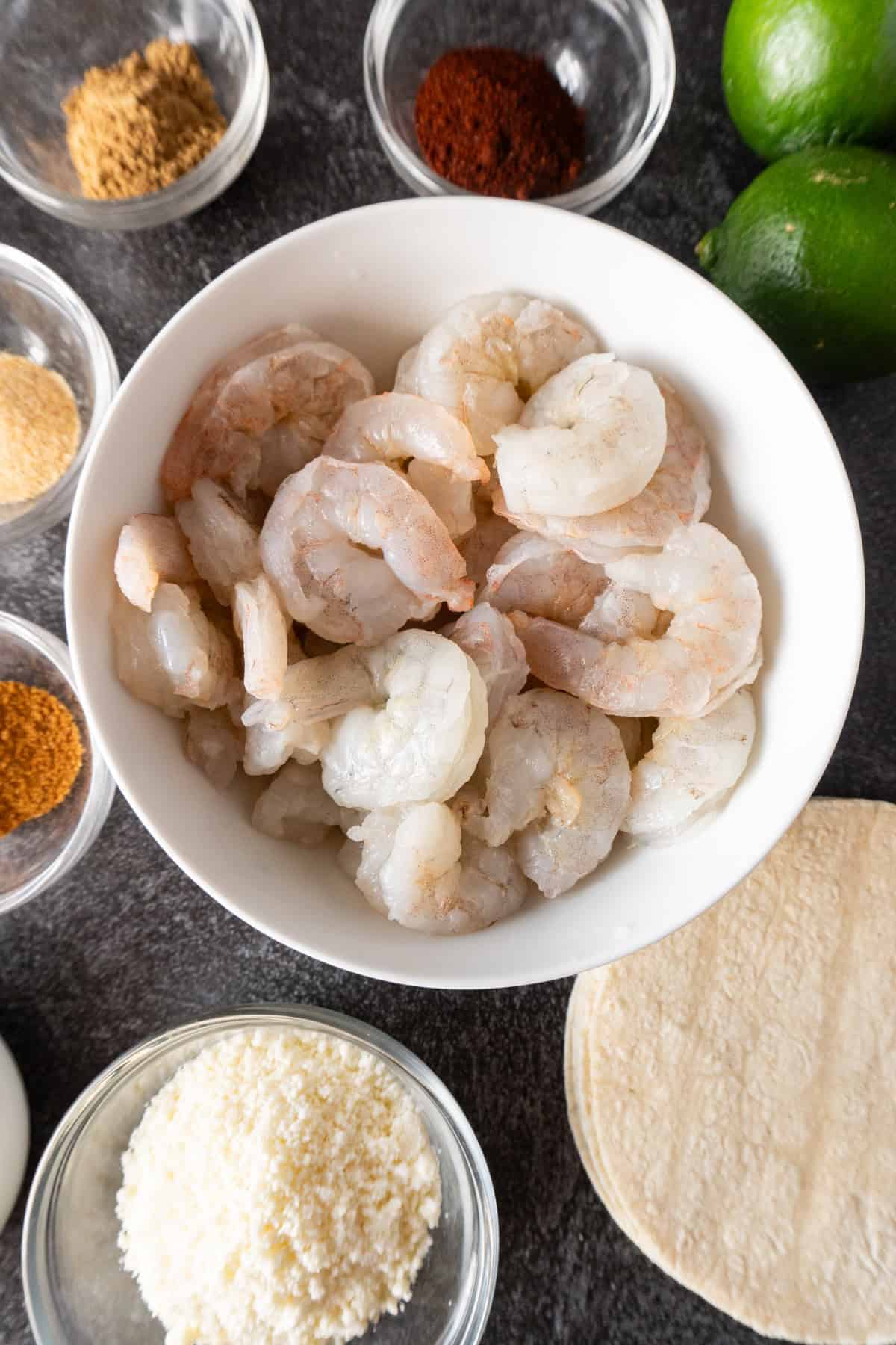 uncooked shrimp in bowl