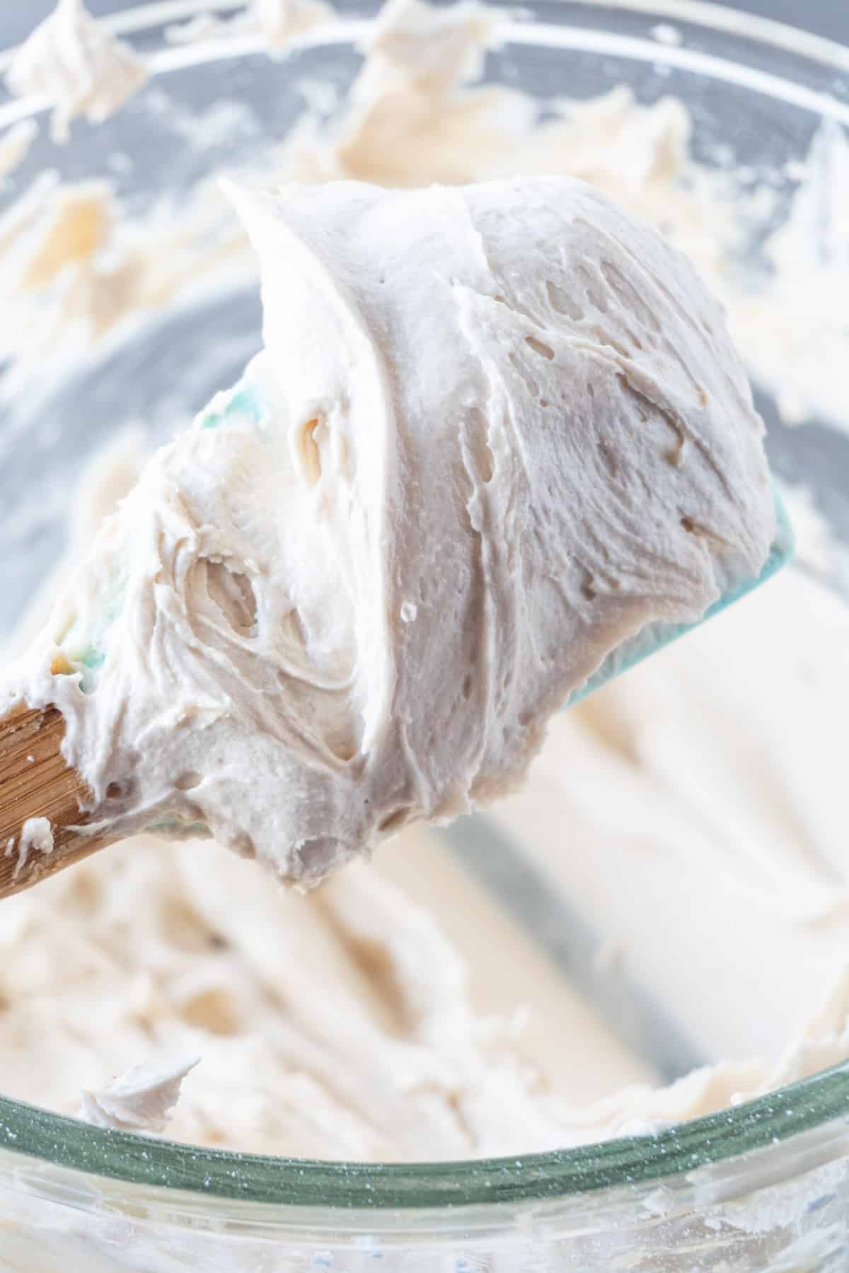 brown sugar frosting on spatula