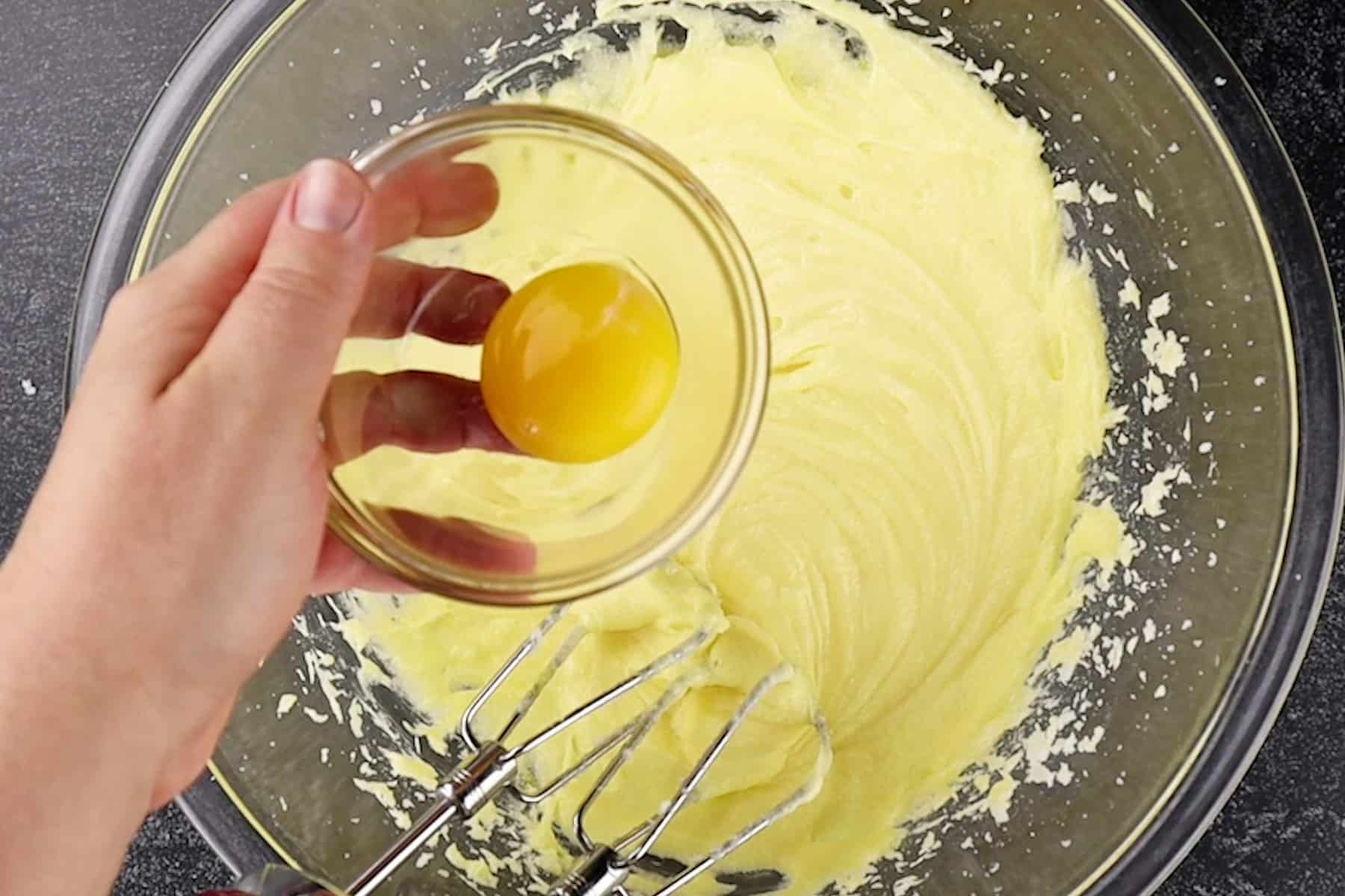 adding egg yolk to batter