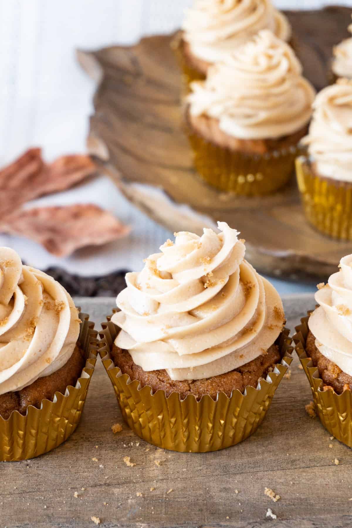 sweet potato cupcakes with fall decor