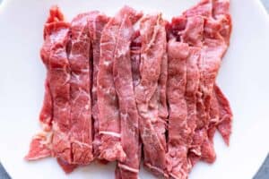 steak sliced into strips