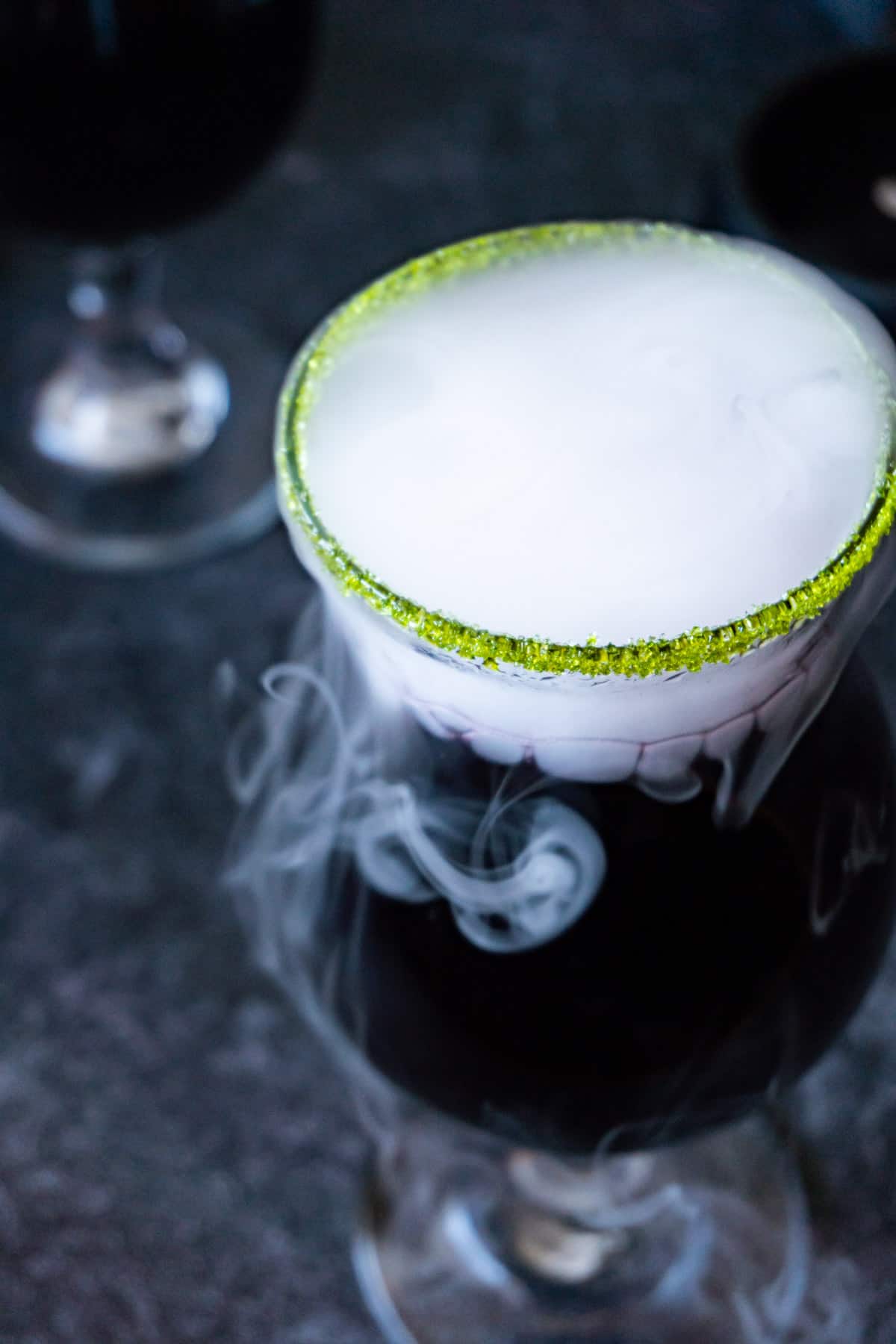 Halloween Drink with dry ice smoke
