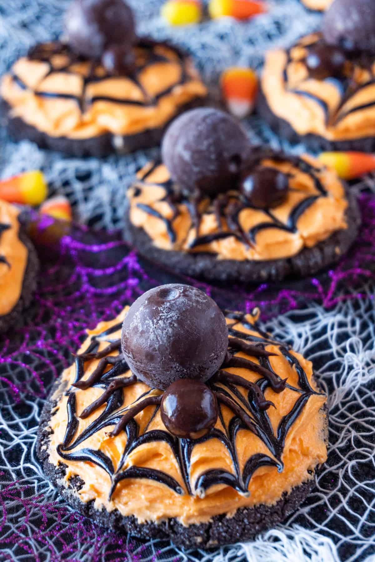 Halloween Spider Cookies close up