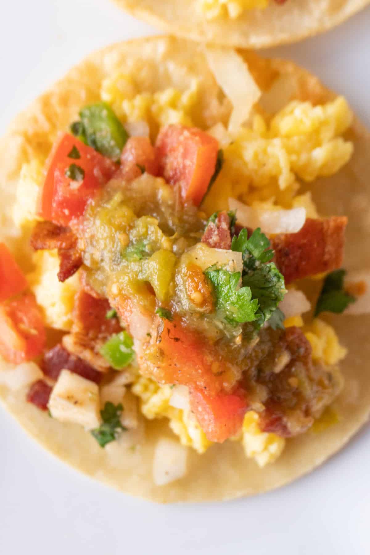 close up of a breakfast taco