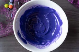 Purple candy melts melted