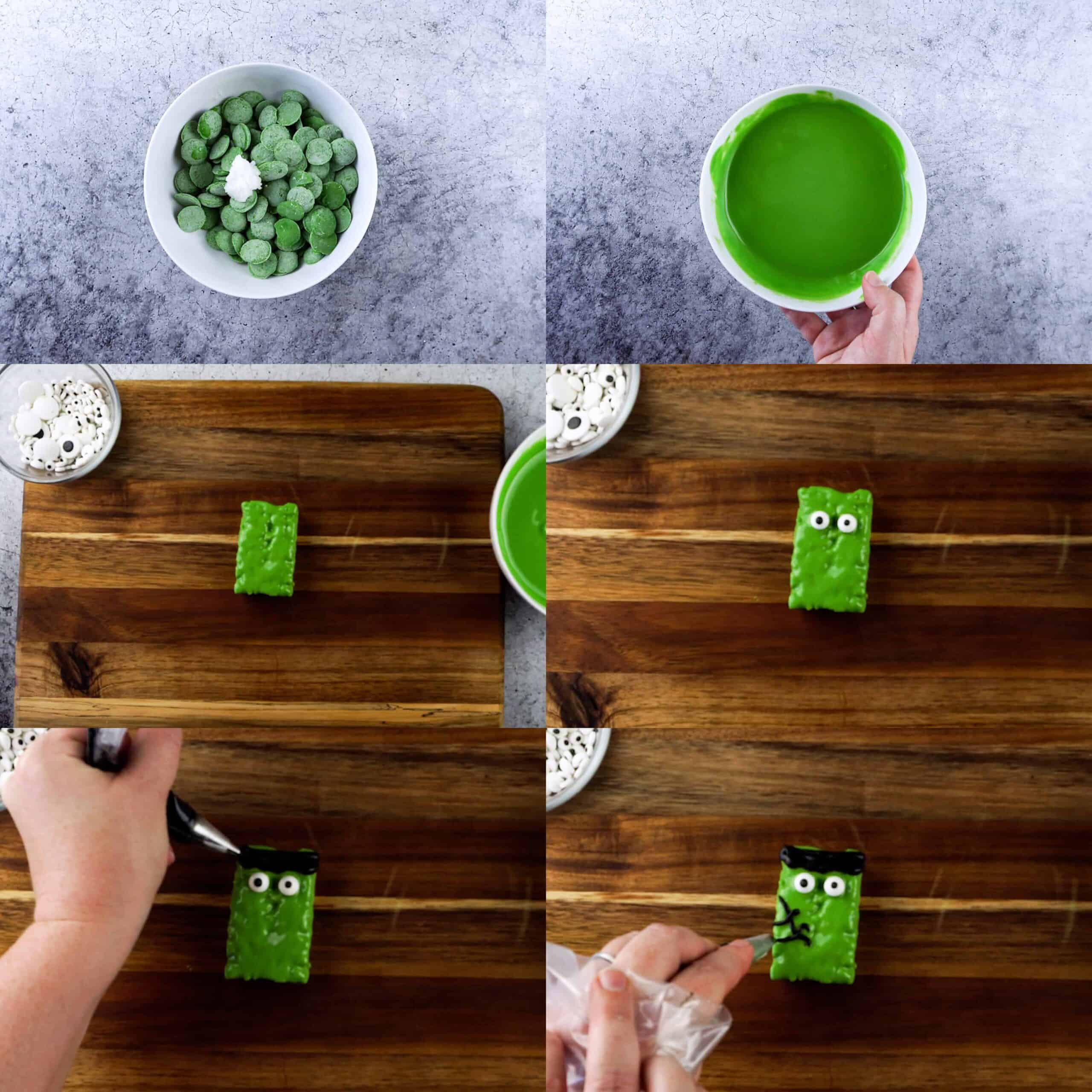 frankenstein rice crispy treats process shots