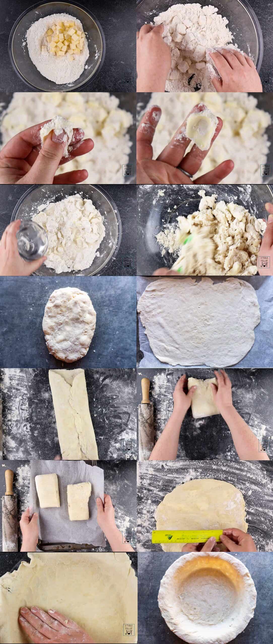 Process shots of making pie crust