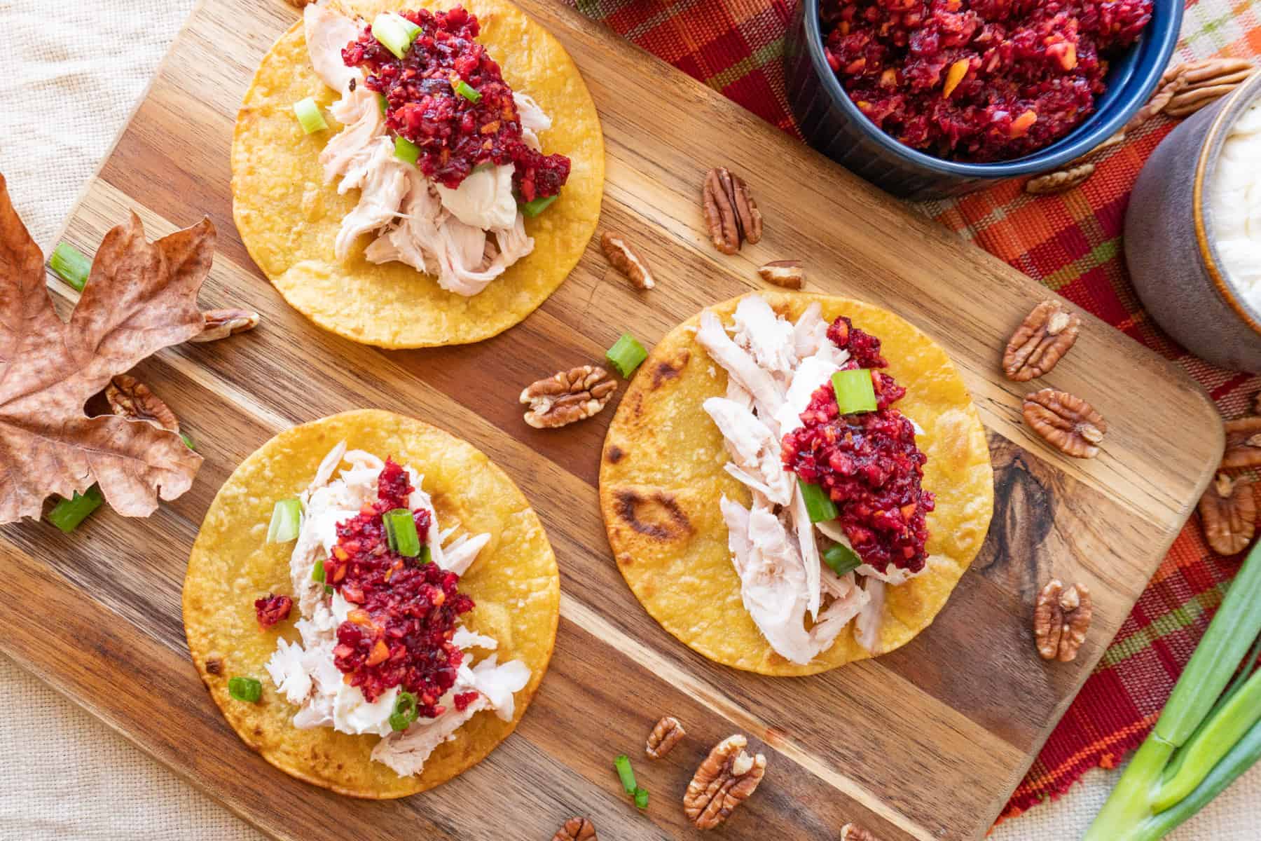 Tacos on cutting board