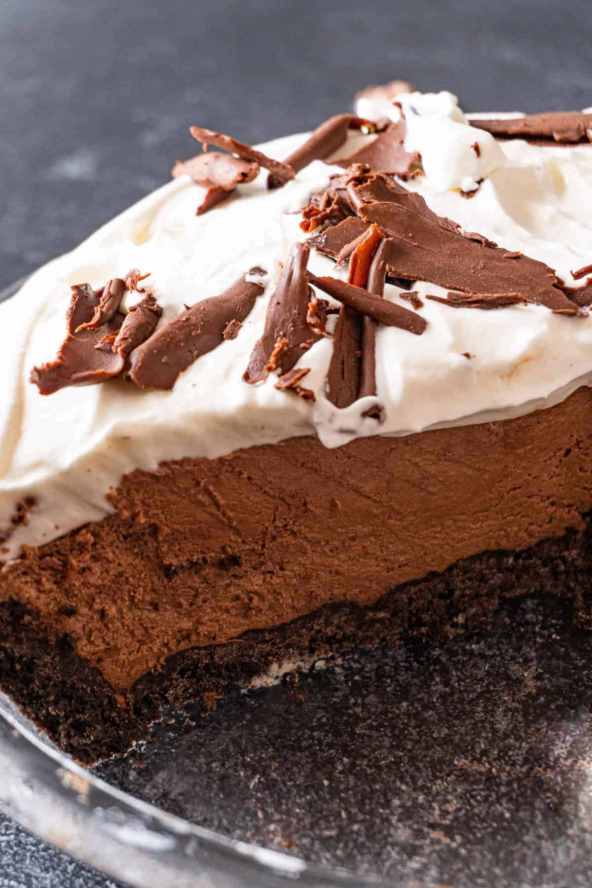 French Silk Chocolate Pie in pie dish