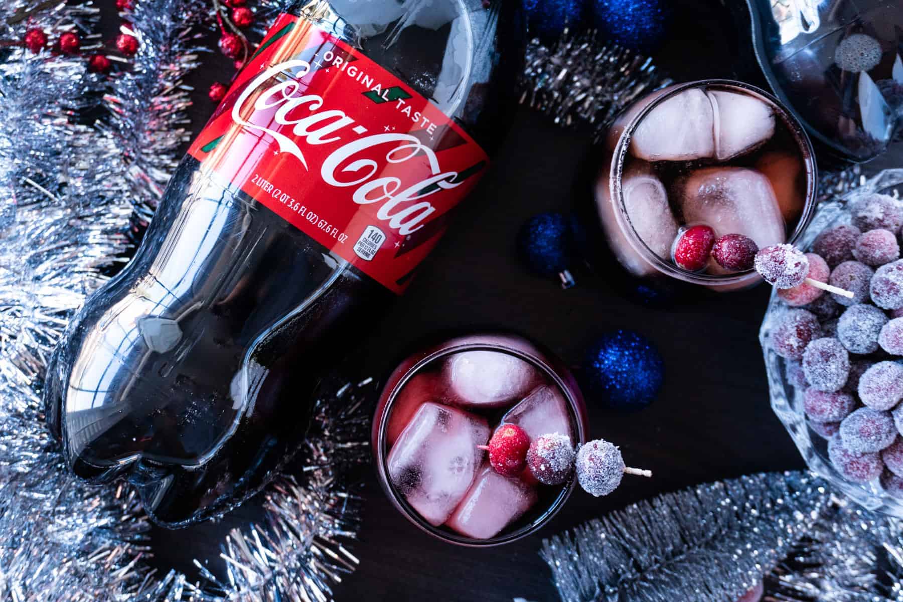 Easy Christmas Drink next to coca cola bottle