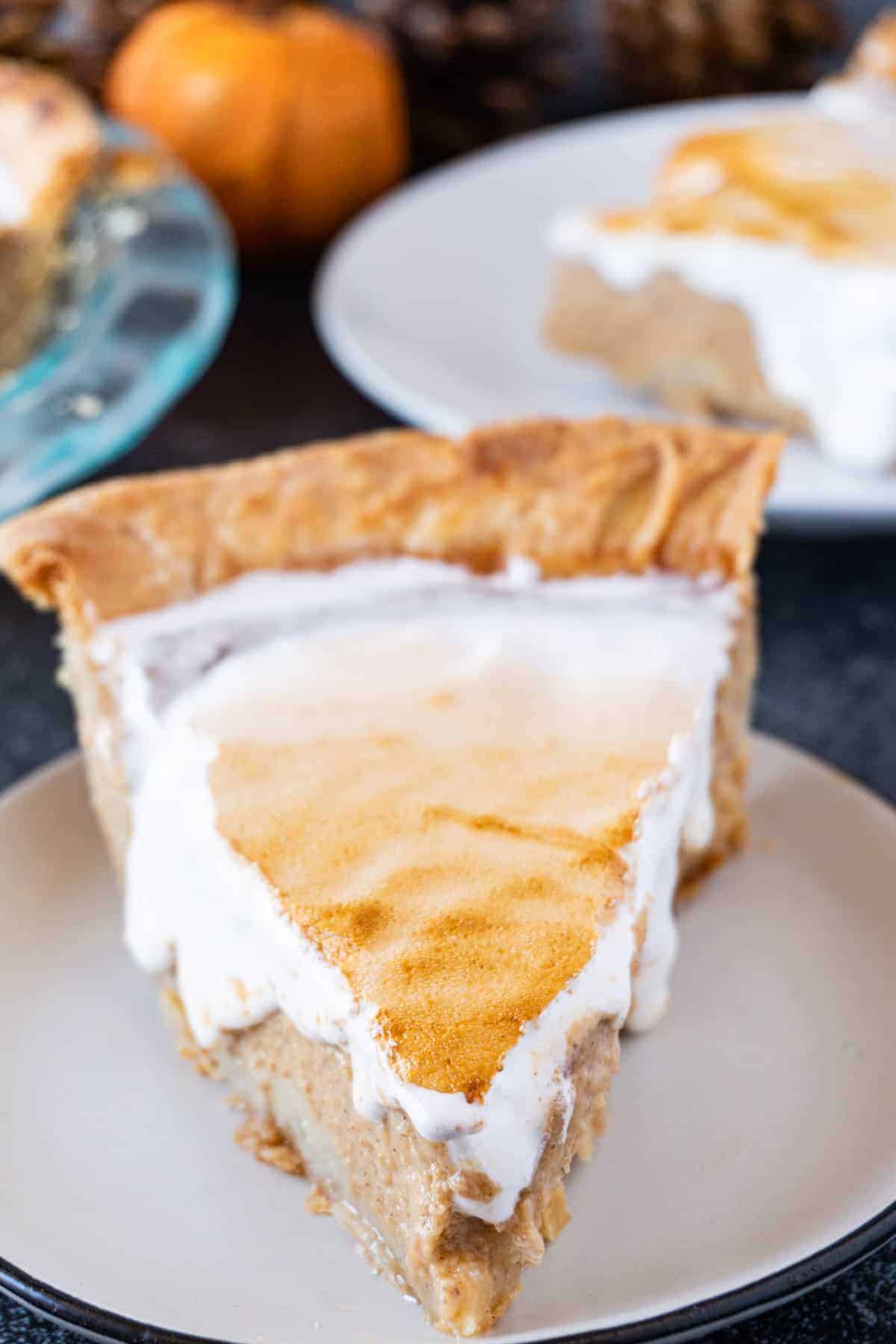 Sweet Potato Pie Slice with toasted marshmallow topping
