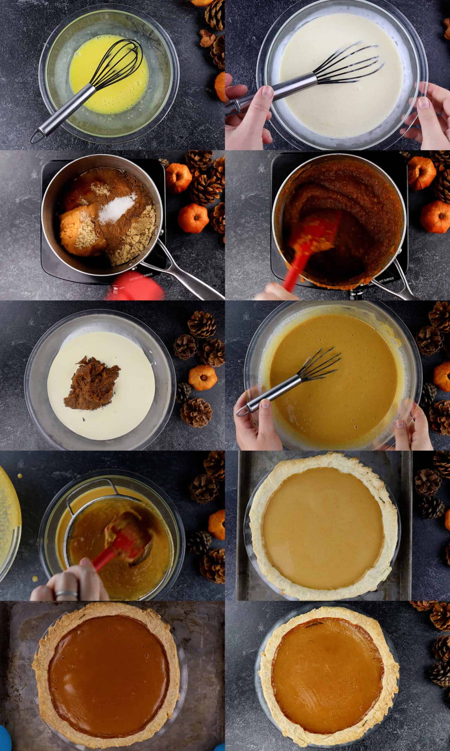 how to make pumpkin pie process shots