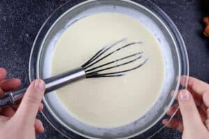 egg, milk and cream mixture