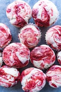 swirled red and white cupcakes