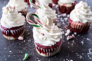 Peppermint cupcakes with cupcake in the background